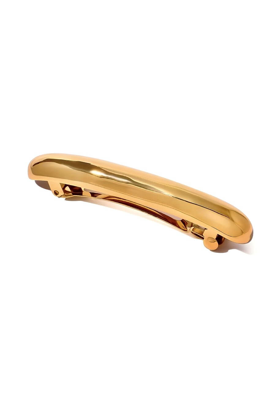 Classic hair barrette clip in 18K gold plate, hypoallergenic and waterproof, Luvertta