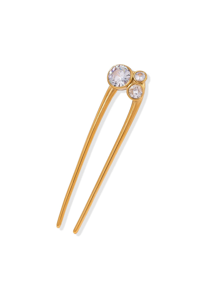 18 Gold Plated Crystal Hair Pin Fork