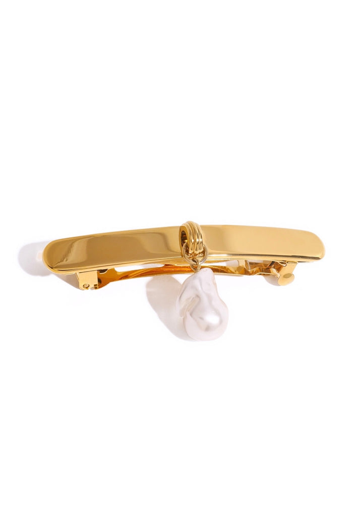 18K Gold Plated Pearl Barette