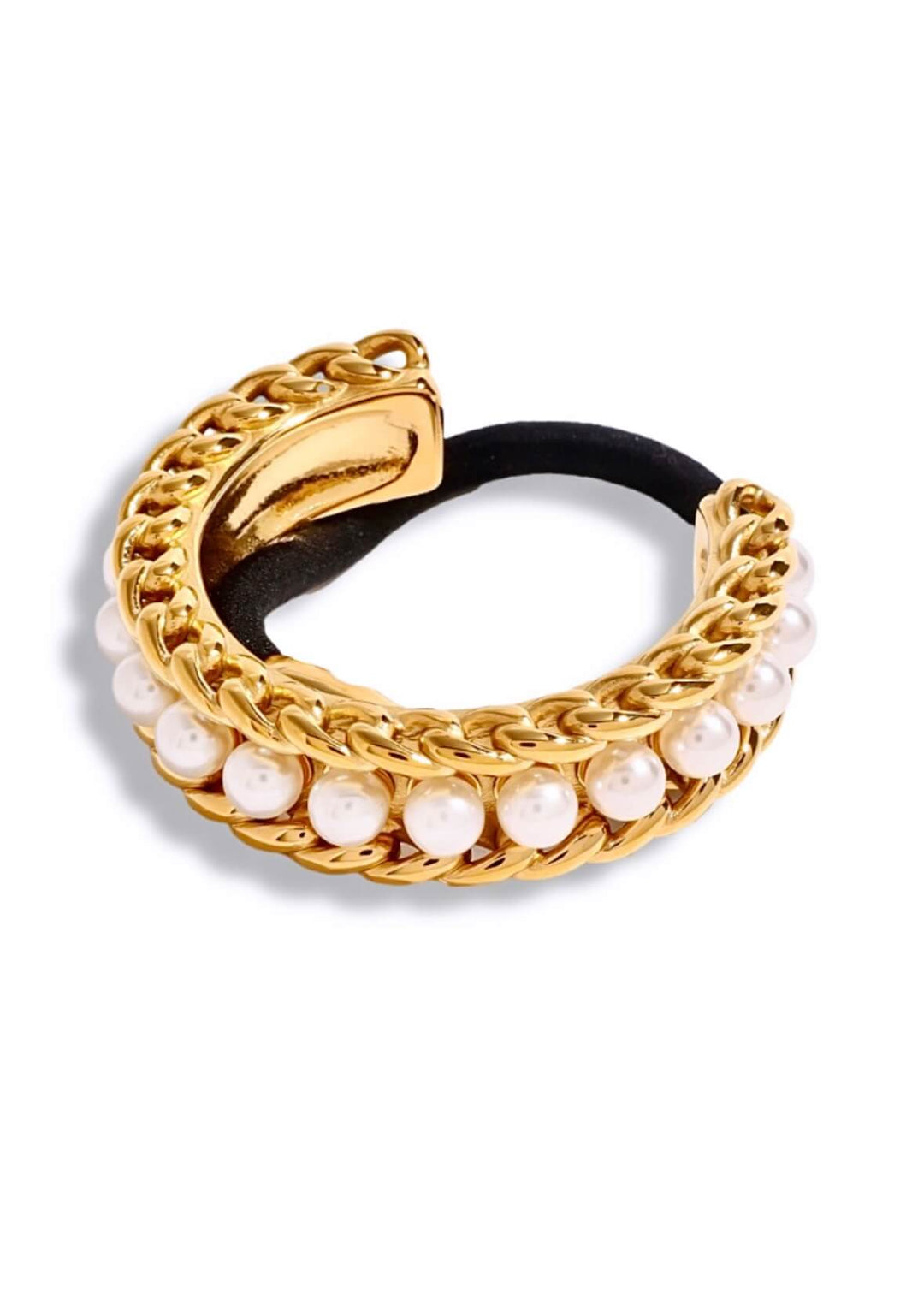 Pearl 18K gold-plated hair tie cuff, hypoallergenic and waterproof, Luvertta