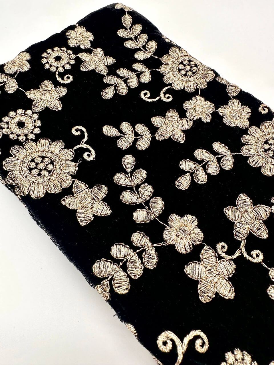 Brown embroidered velvet turban head wrap, Luvertta