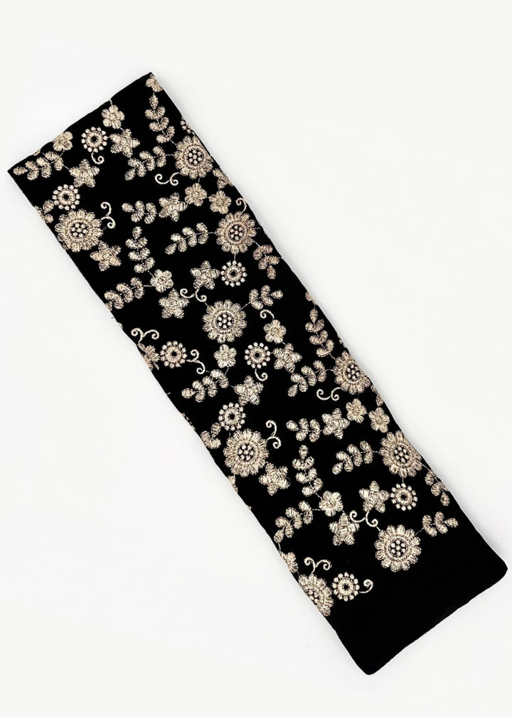 Brown embroidered velvet turban head wrap, Luvertta