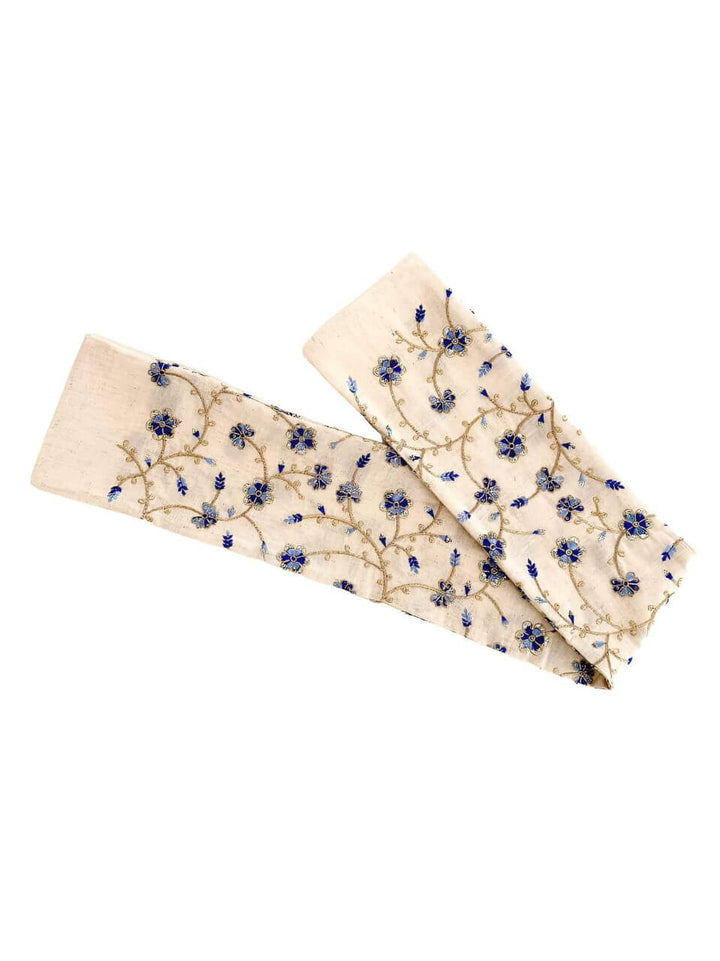 Beige embroidered cotton turban head wrap, Luvertta