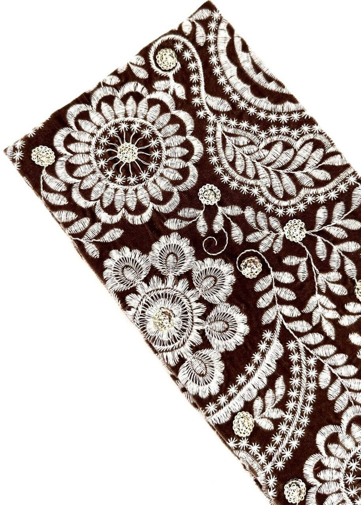Black embroidered velvet turban head wrap, Luvertta