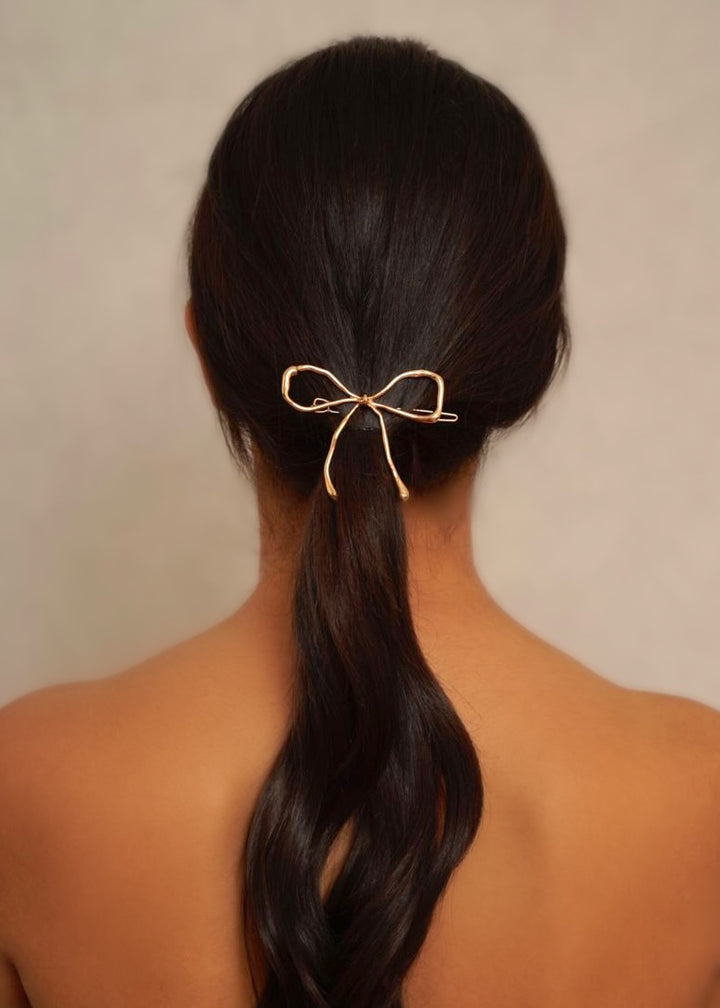 Gold Metal Bow Barette