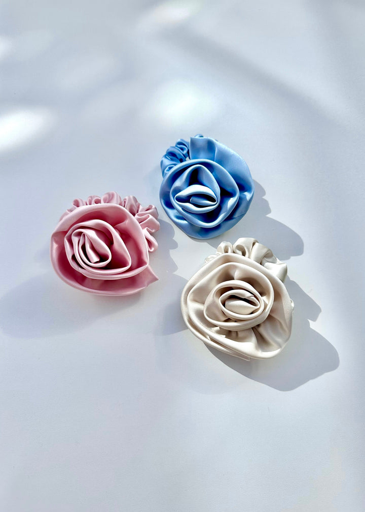 Beige Rose-Shaped Scrunchy