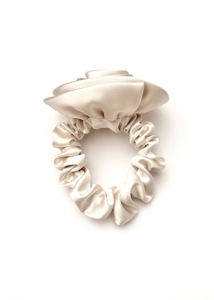 Beige Rose-Shaped Scrunchy