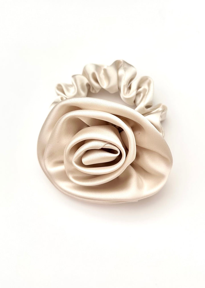 Beige Rose-Shaped Scrunchy