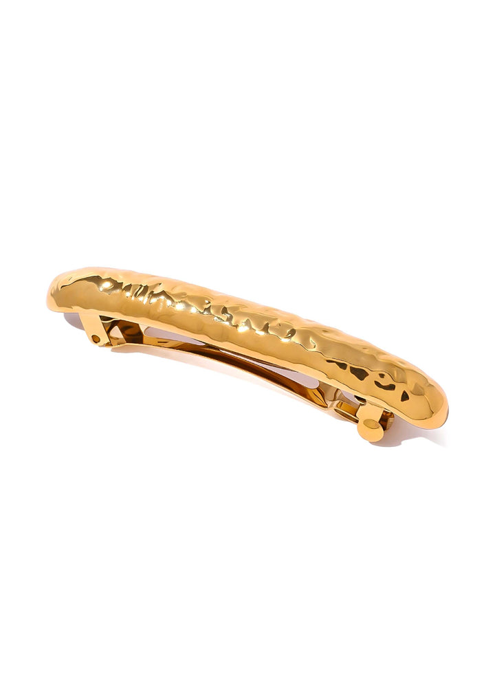 18K Gold Plated Hammered Bar Barrette