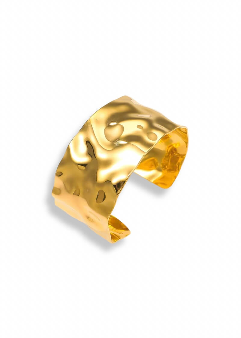 Gold hammered cuff bracelet, handmade, Luvertta