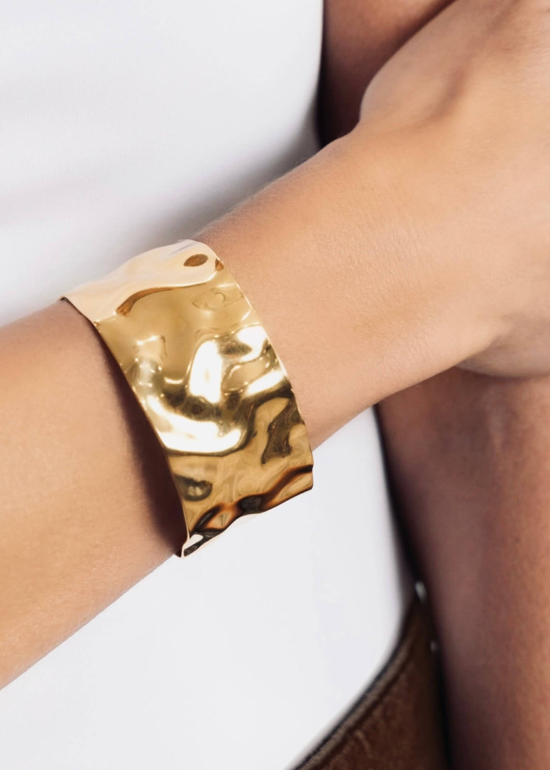 Gold Hammered Cuff Bracelet