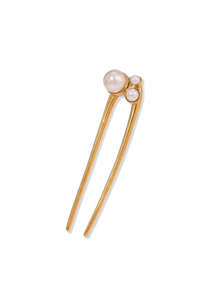 18K Gold Plated Pearl Hair Fork