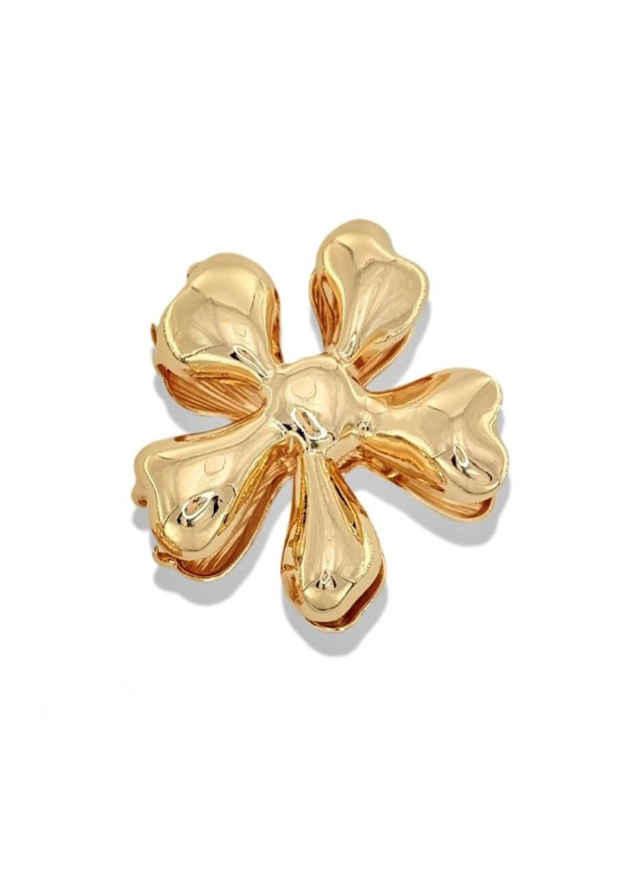 Gold Metal Flower-Shaped Hair Claw