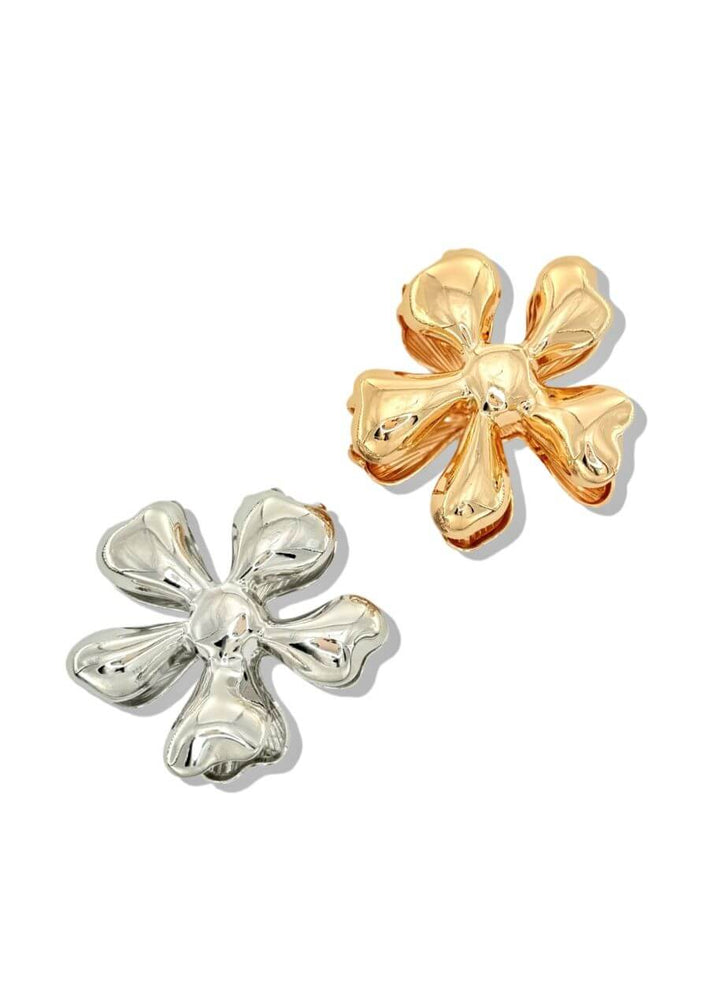 Gold Metal Flower-Shaped Hair Claw