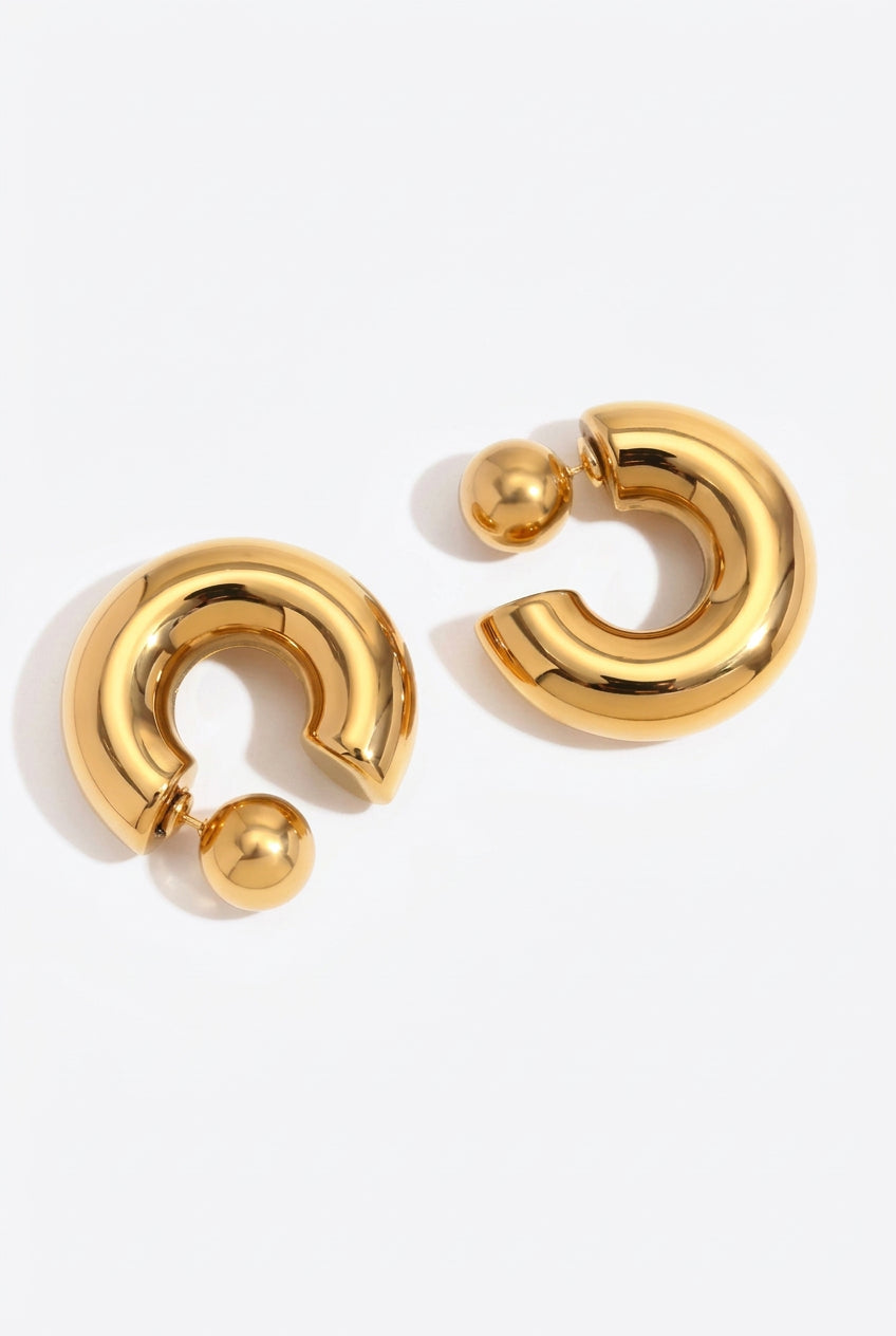 Celeste gold hoop earrings with ball stud, Luvertta