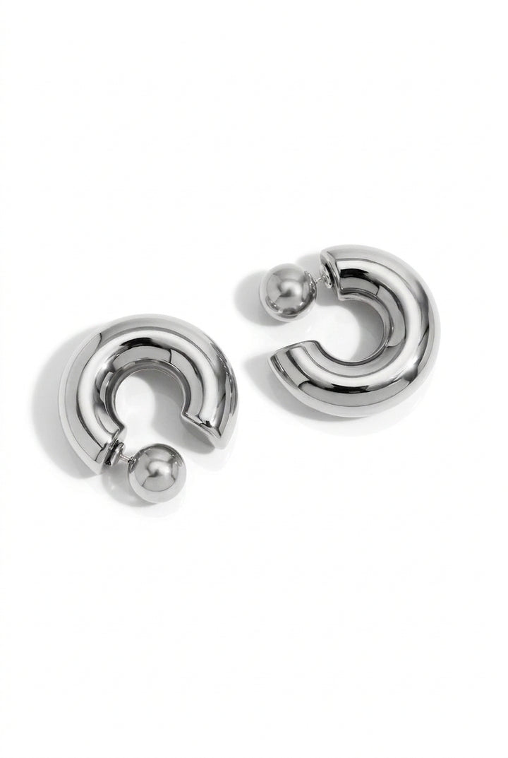 Celeste silver hoop earrings with ball stud, Luvertta