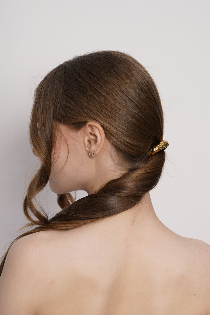 Gold Ponytail Cuff Small Hammered