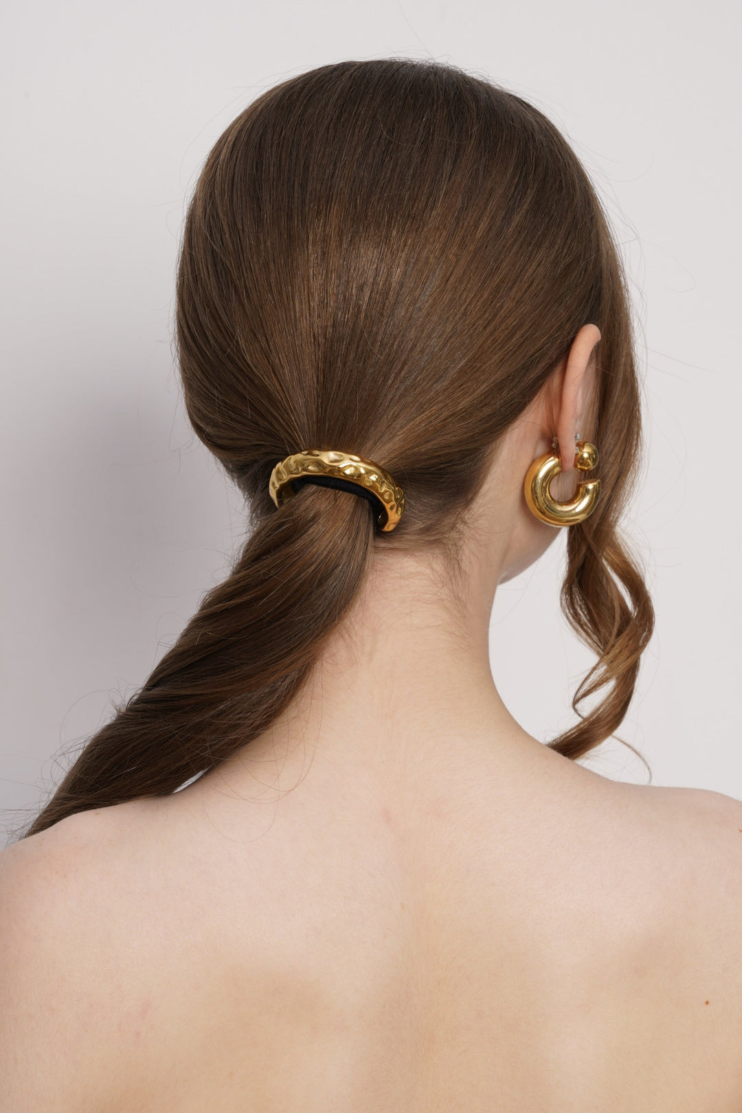 Gold Ponytail Cuff Small Hammered