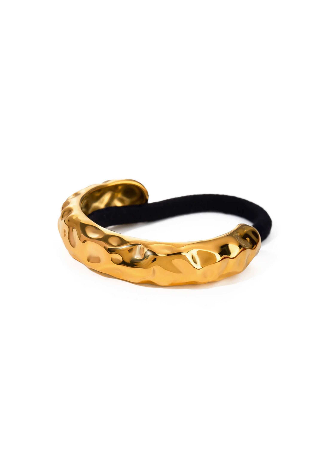 Small hammered 18K gold-plated hair tie cuff, hypoallergenic and waterproof, Luvertta