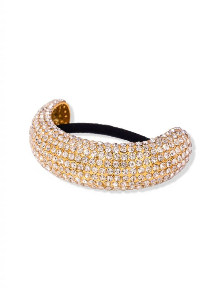 Rhinestone-set 18K gold-plated hair tie cuff, hypoallergenic and waterproof, Luvertta