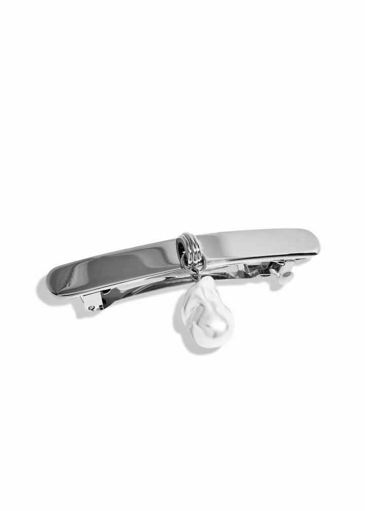 Pearl-set hair barrette clip in 18K gold plate, hypoallergenic and waterproof, Luvertta