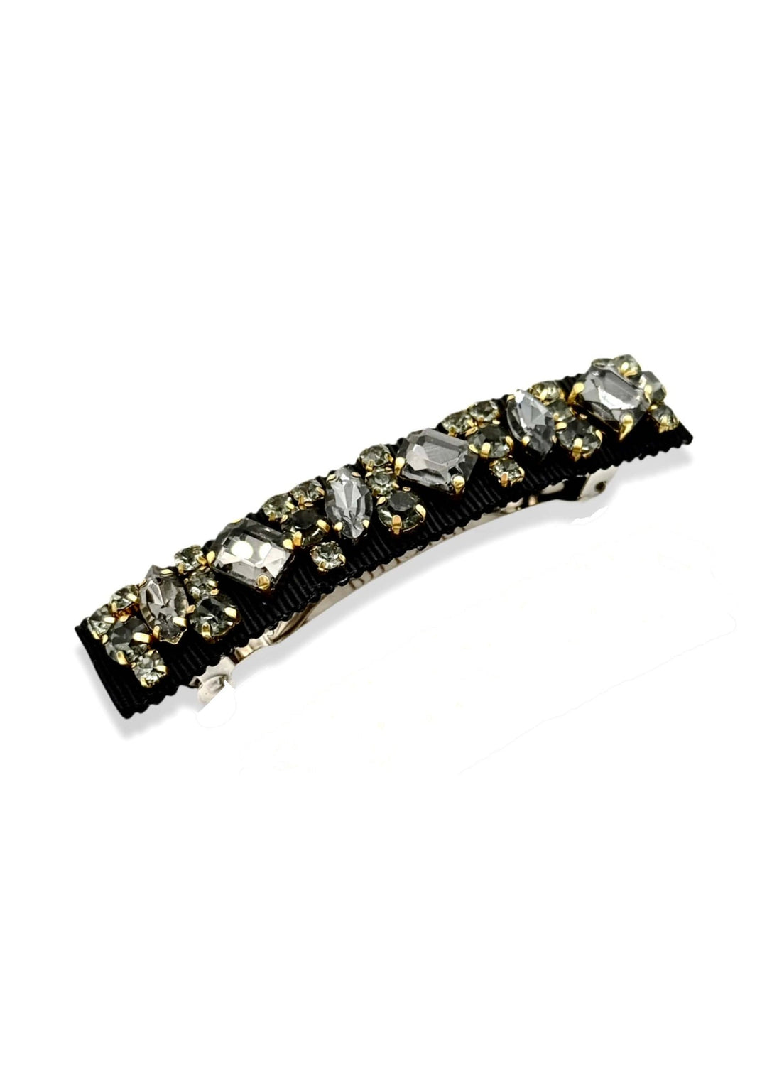 Large Lauren crystal hair barrette in black, Luvertta