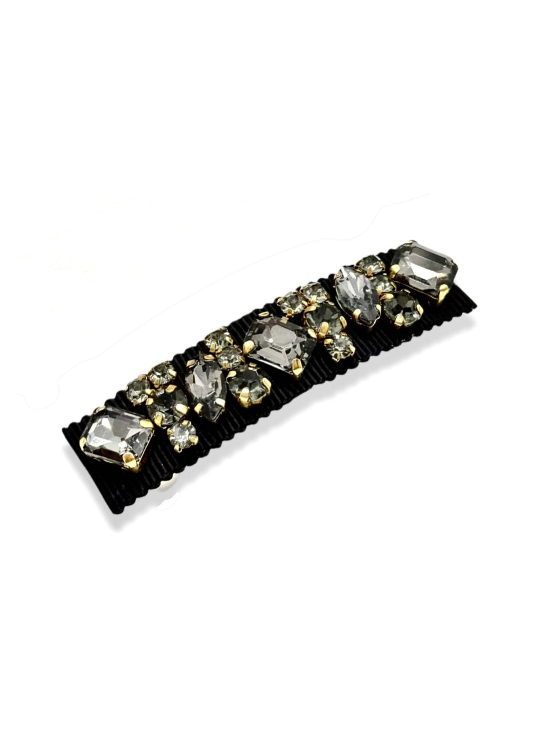 Small Lauren crystal hair barrette in black, Luvertta