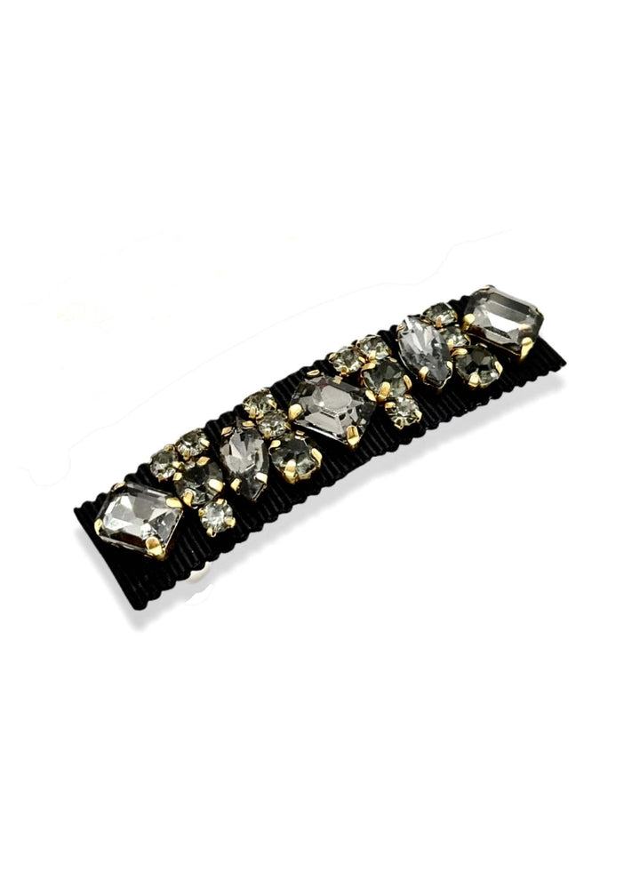 Small Lauren crystal hair barrette in black, Luvertta