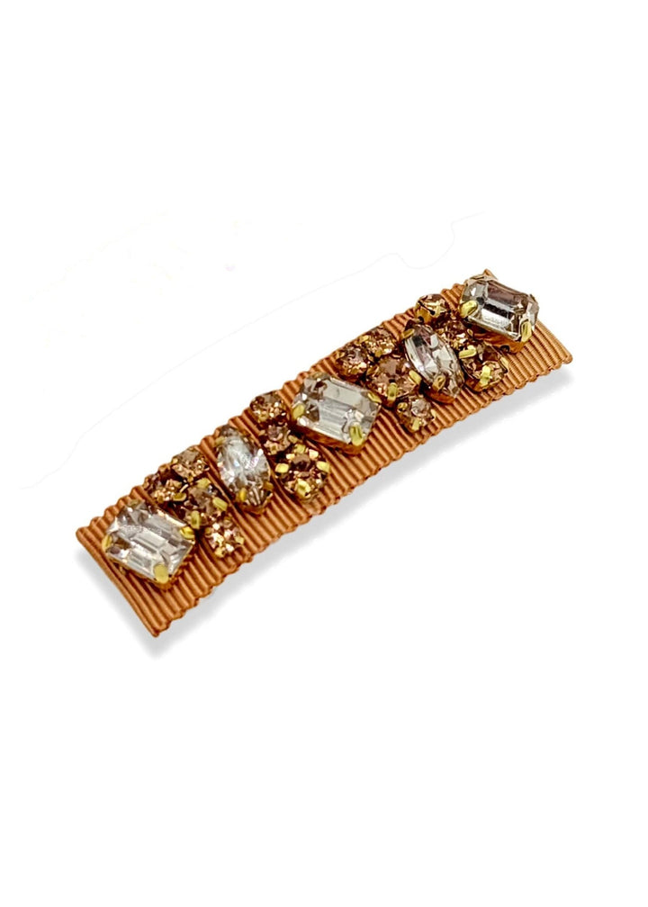 Small Lauren crystal hair barrette in gold, Luvertta