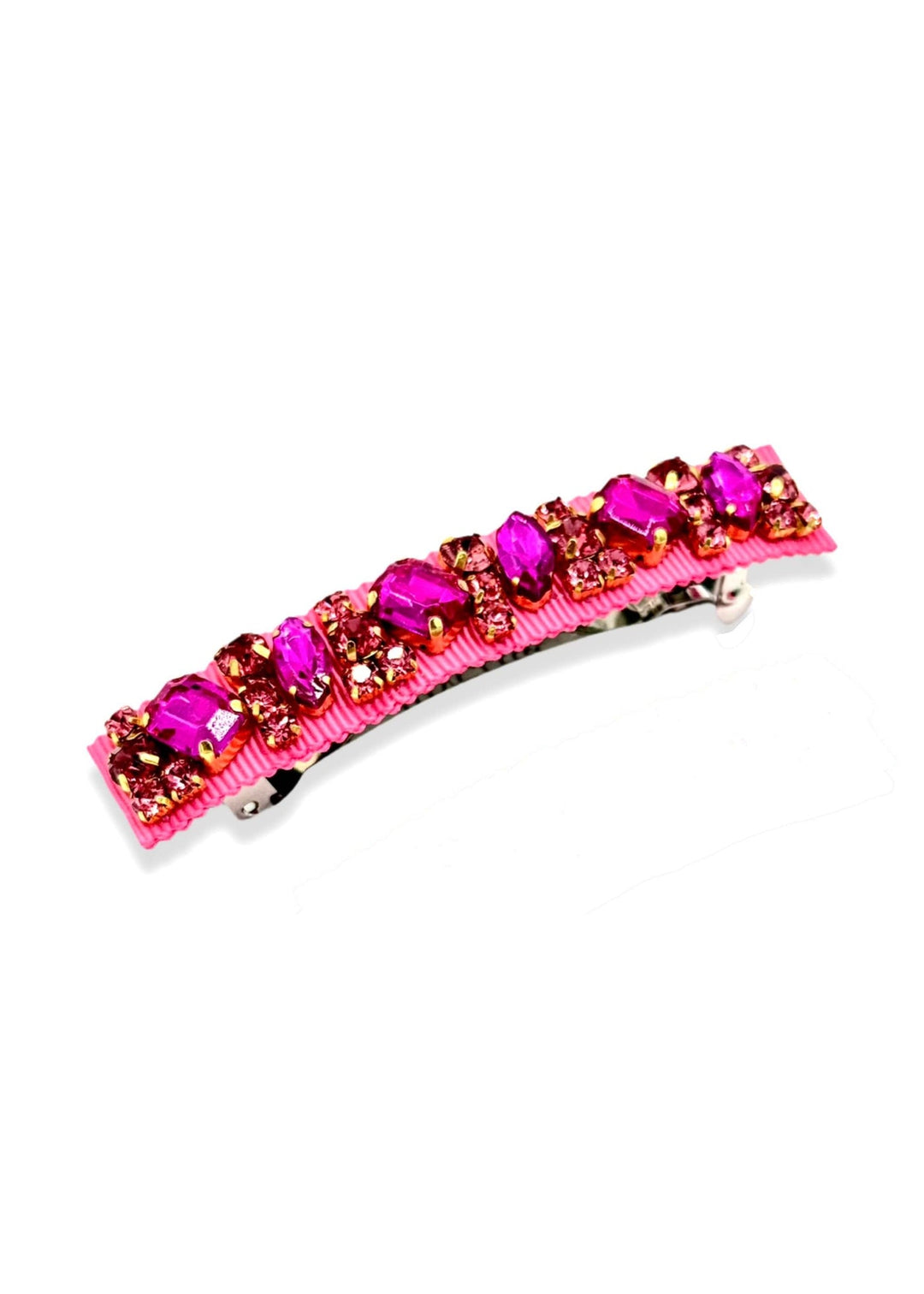 Large Lauren crystal hair barrette in hot pink, Luvertta