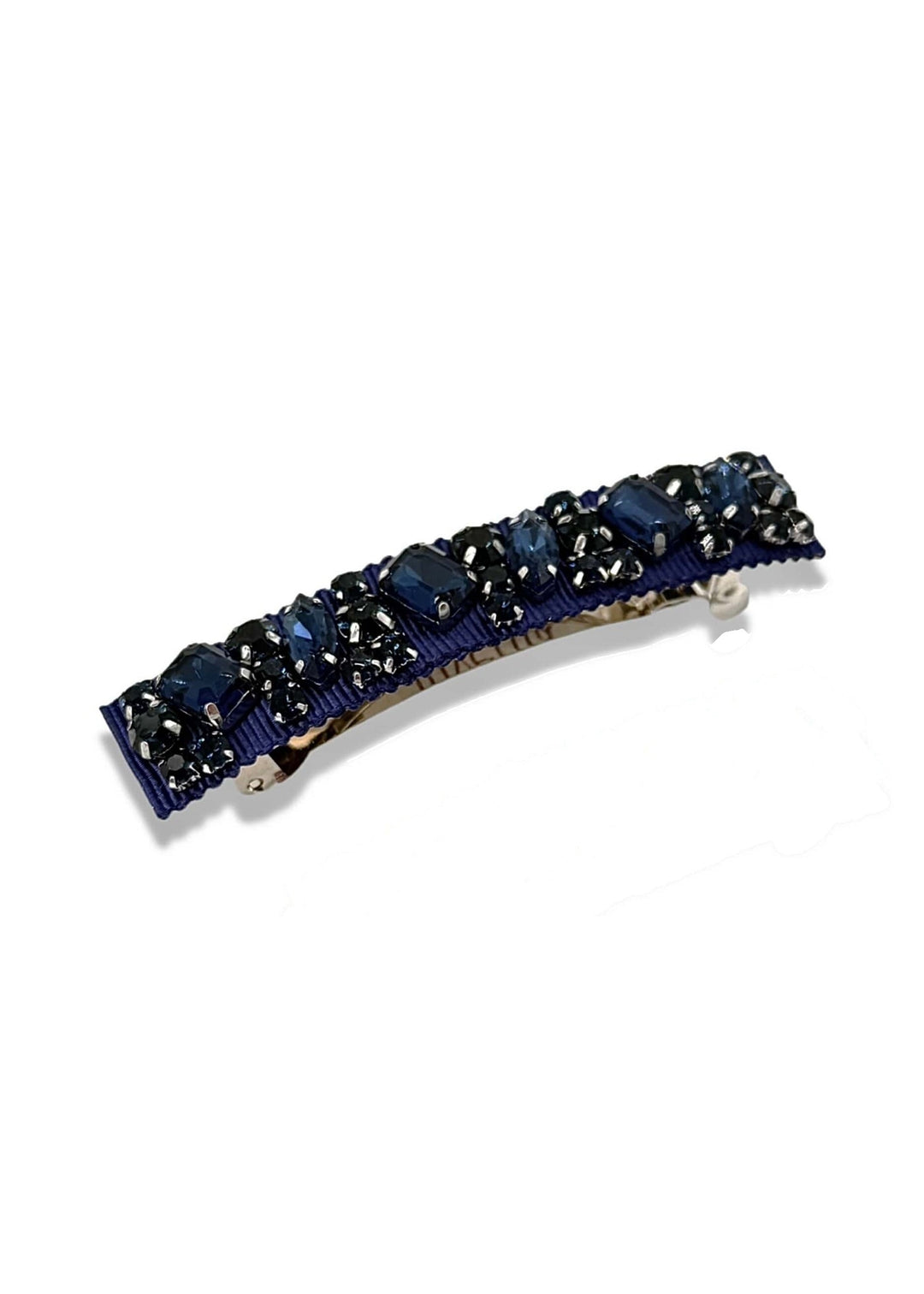 Large Lauren crystal hair barrette in navy, Luvertta