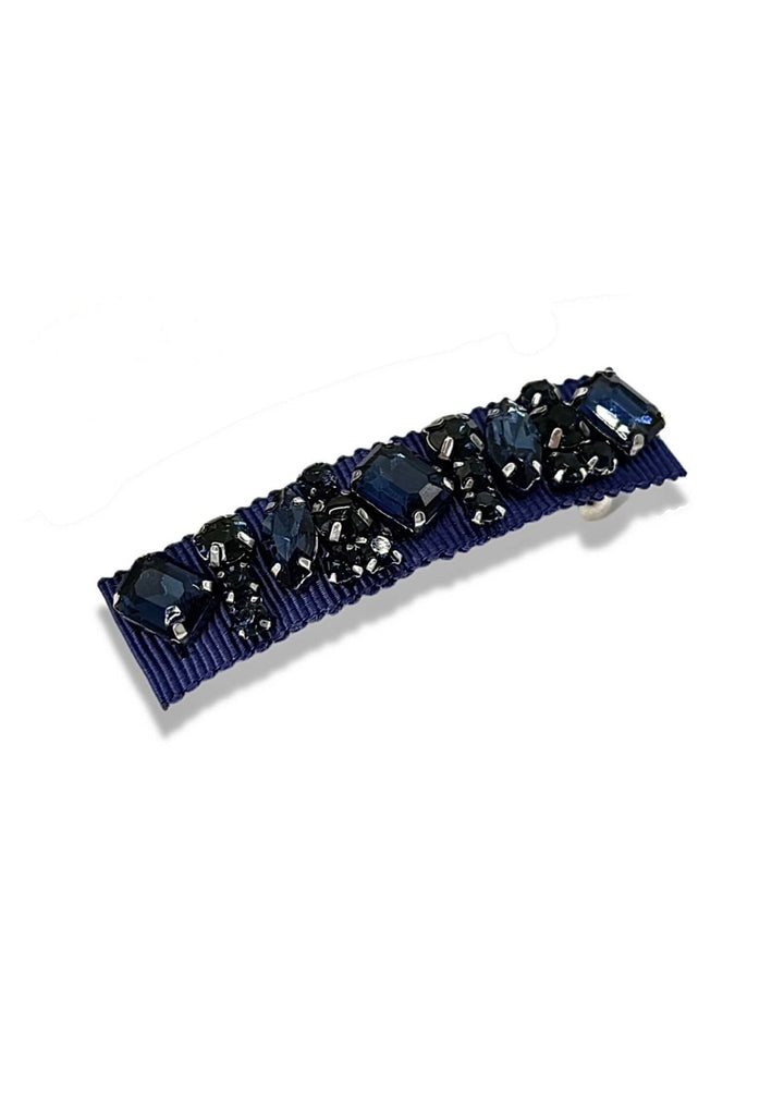 Small Lauren crystal hair barrette in navy, Luvertta