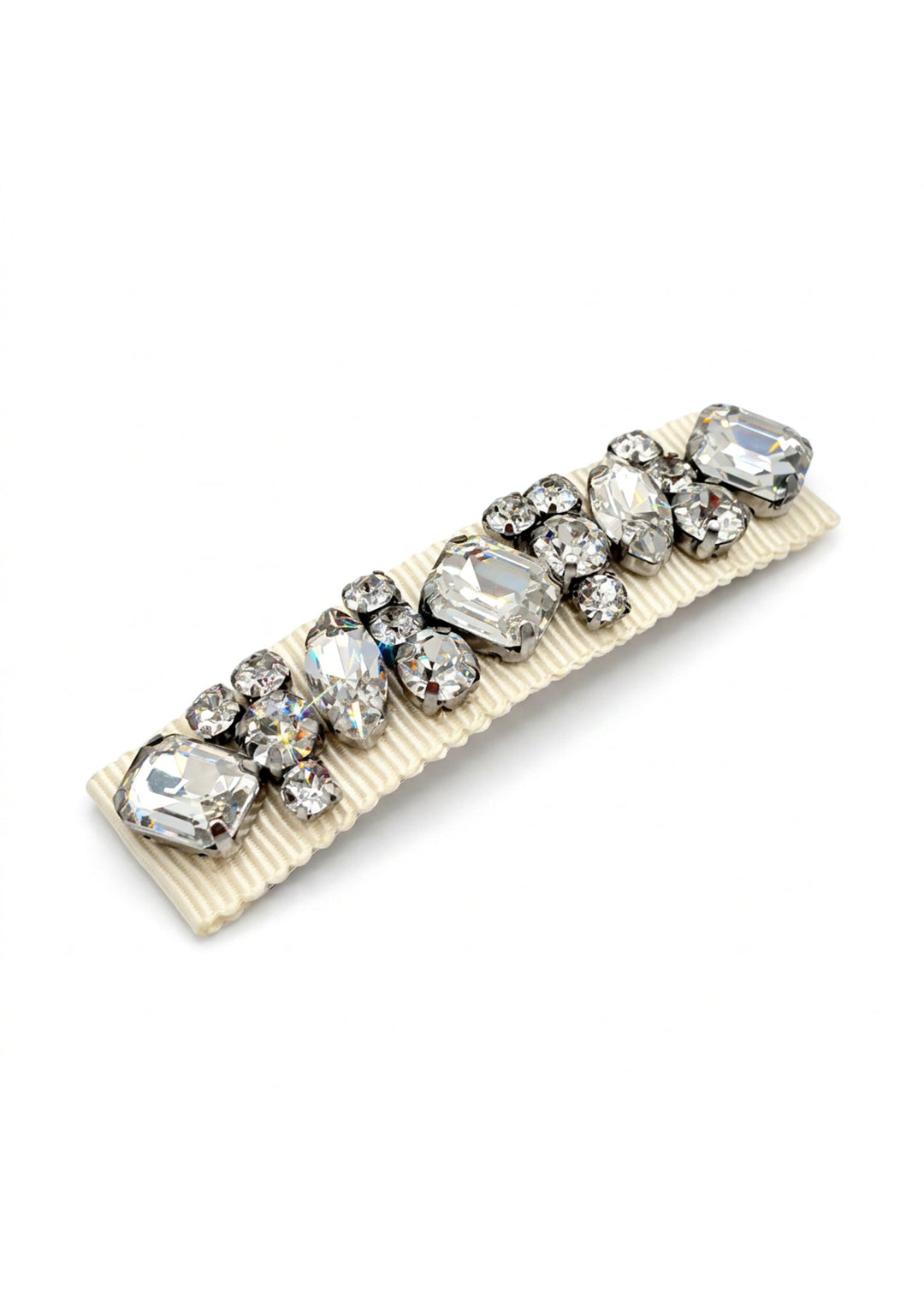 Small Lauren crystal hair barrette in off white, Luvertta