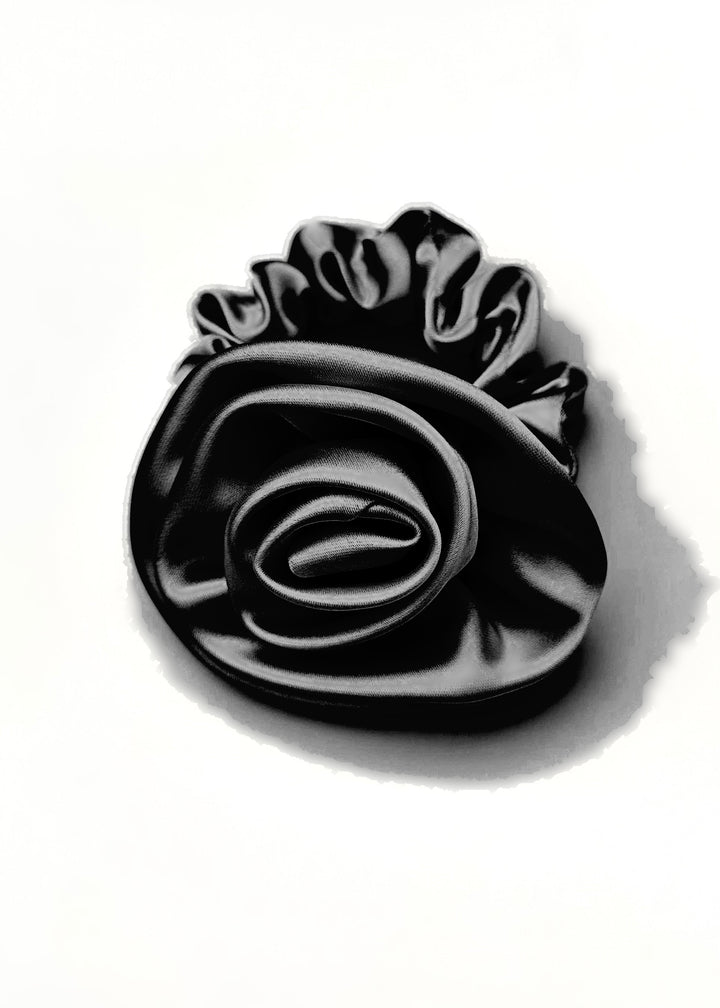 Baby blue rose-shaped satin scrunchie, Luvertta