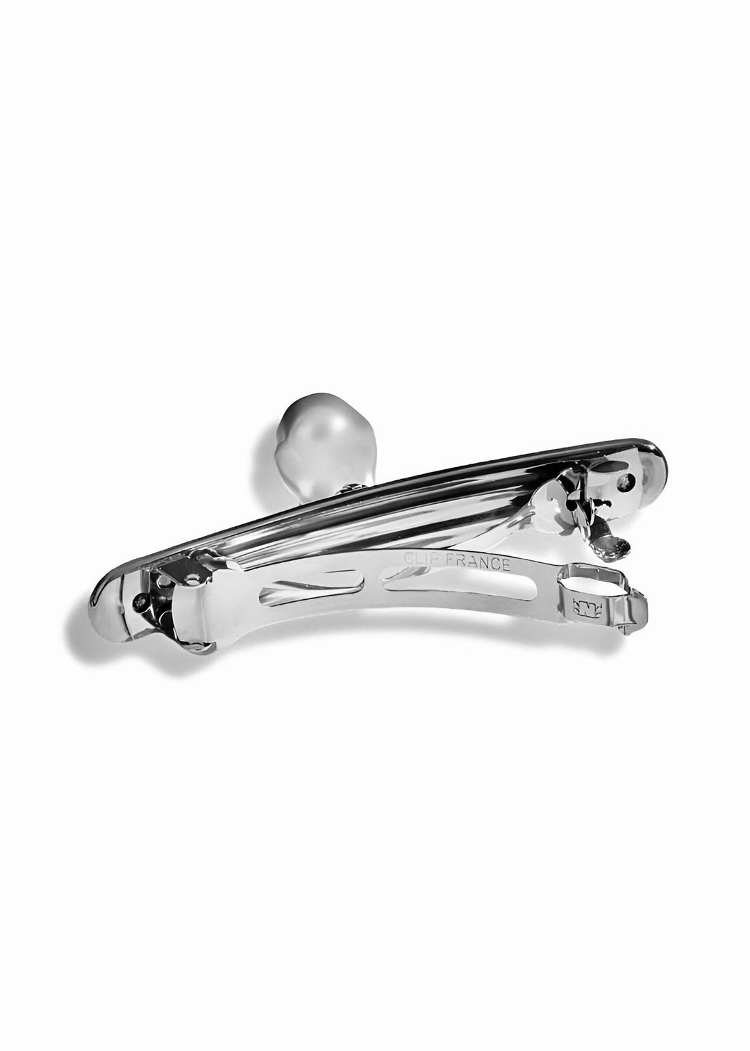 Stainless Steel Hair Barrette Clip with Synthetic Pearl From Back